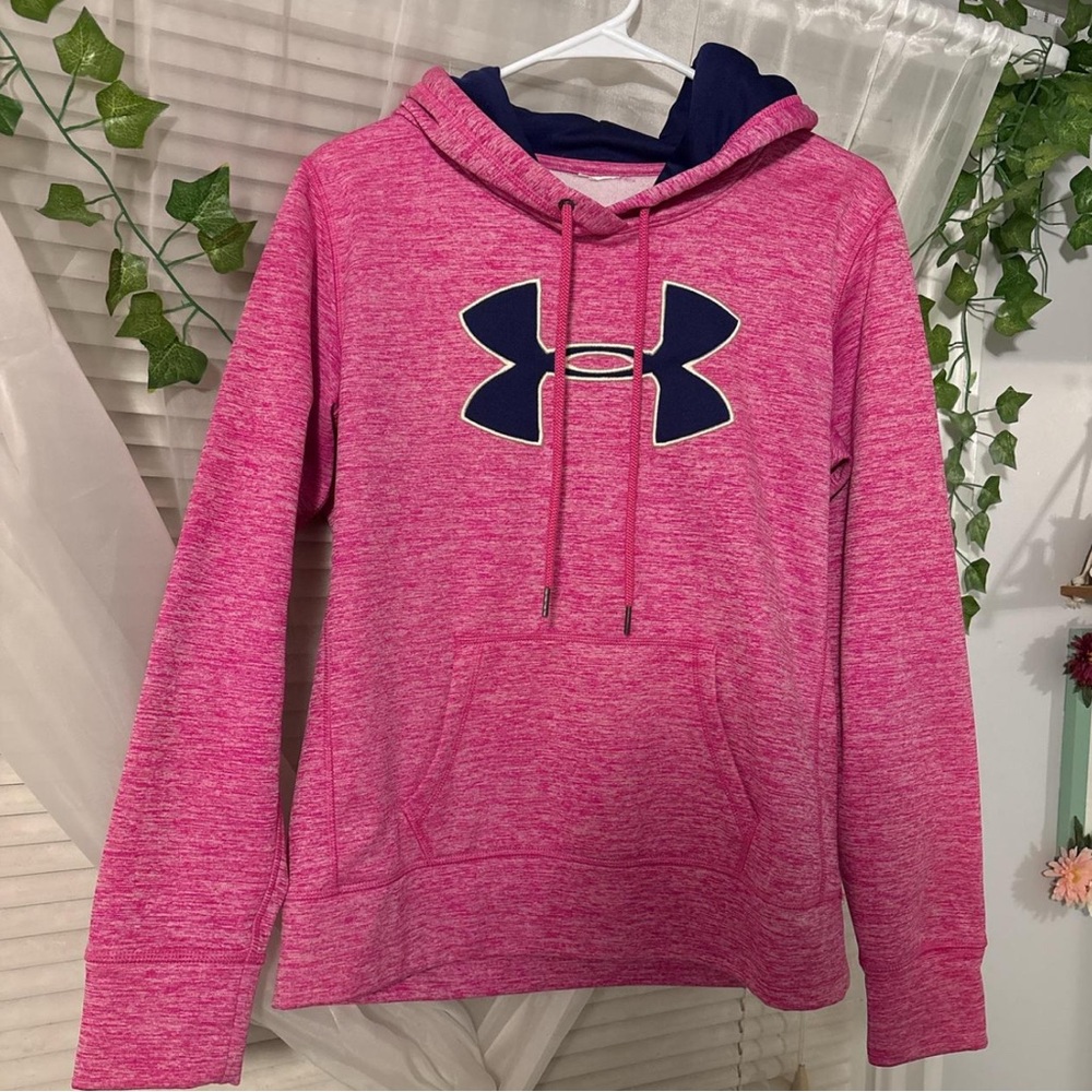 Under Armour Heathered Pink Hoodie with Navy Logo